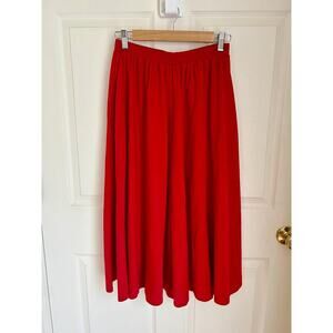 Vintage 80's Red High Waisted Circle Skirt with Pockets Size Small